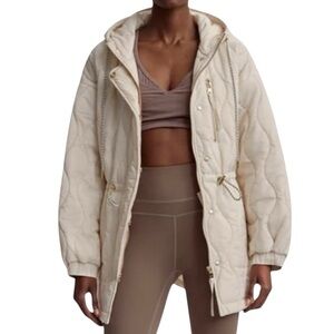 Varley Cream Quilted Puffer Jacket